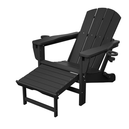 Adjustable Folding Adirondack Chairs Set of 2 with Retractable Footrests