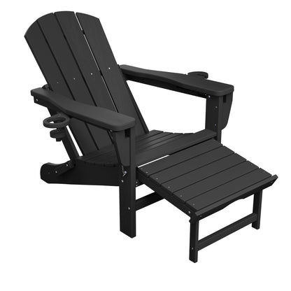 Adjustable Folding Adirondack Chairs Set of 2 with Retractable Footrests
