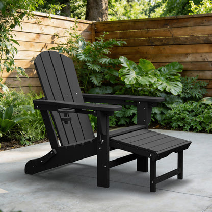 Adjustable Folding Adirondack Chairs Set of 2 with Retractable Footrests