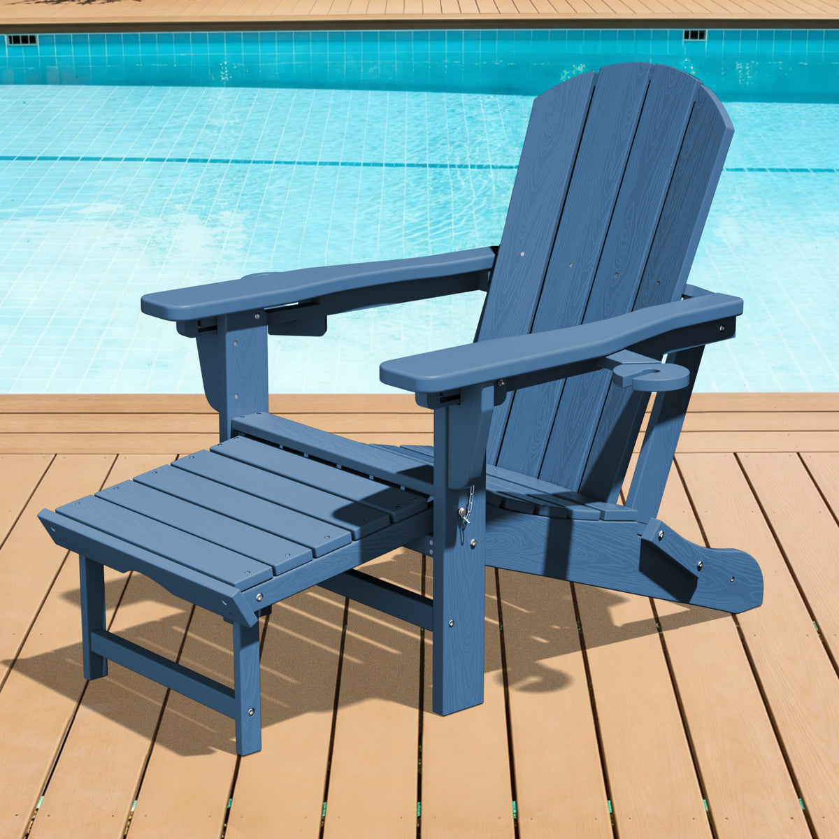 Adjustable Folding Adirondack Chair with Retractable Footrest