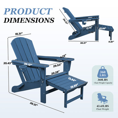Adjustable Folding Adirondack Chair with Retractable Footrest