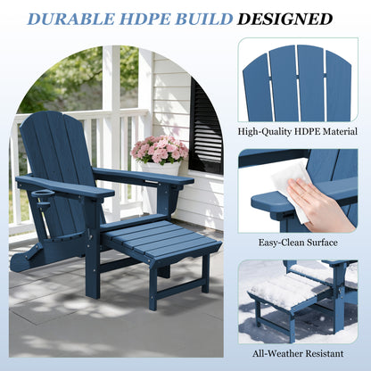 Adjustable Folding Adirondack Chair with Retractable Footrest