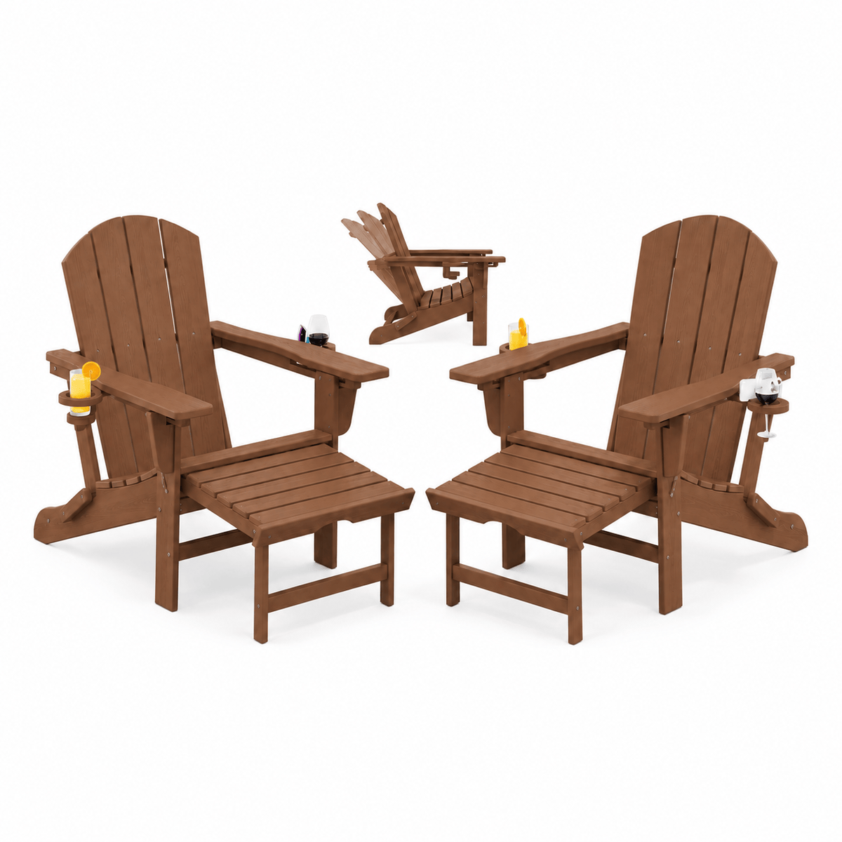 Adjustable Folding Adirondack Chairs Set of 2 with Retractable Footrests
