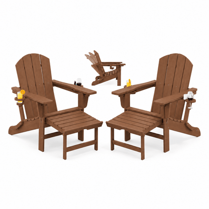 Adjustable Folding Adirondack Chairs Set of 2 with Retractable Footrests