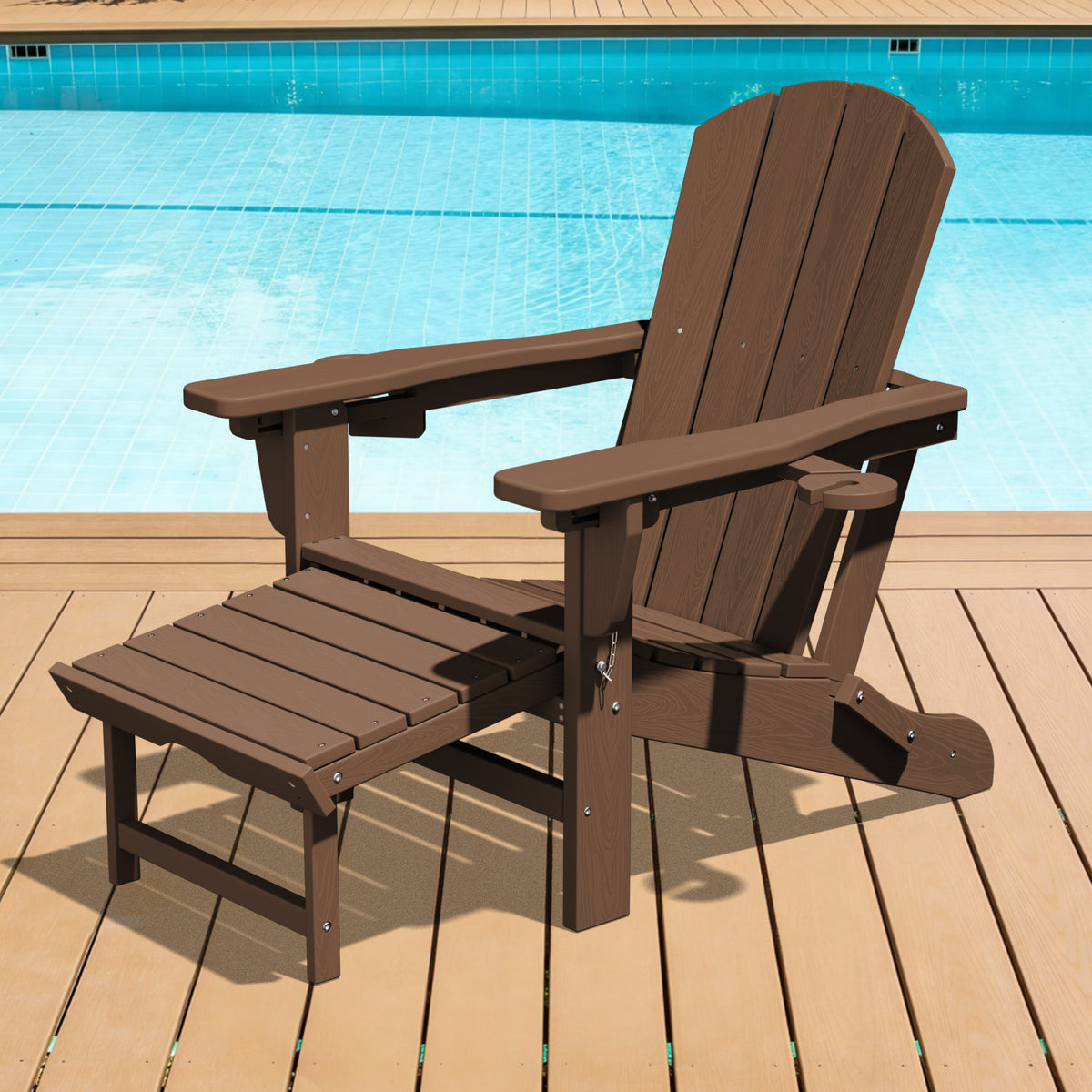 Adjustable Folding Adirondack Chairs Set of 2 with Retractable Footrests