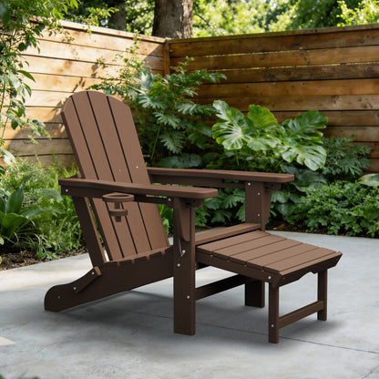 Adjustable Folding Adirondack Chairs Set of 2 with Retractable Footrests