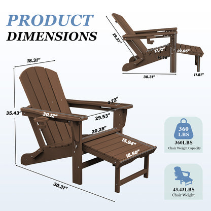 Adjustable Folding Adirondack Chair with Retractable Footrest
