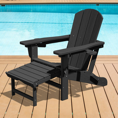 Adjustable Folding Adirondack Chair with Retractable Footrest