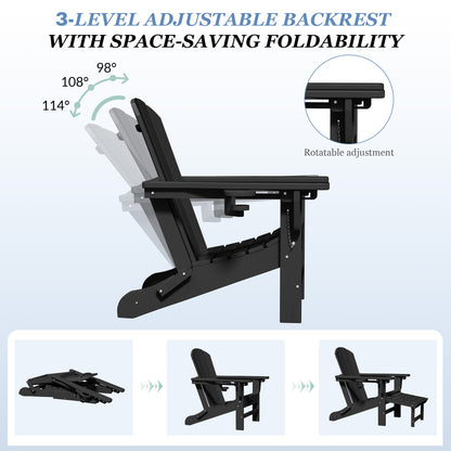 Adjustable Folding Adirondack Chair with Retractable Footrest