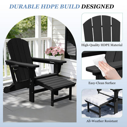 Adjustable Folding Adirondack Chair with Retractable Footrest