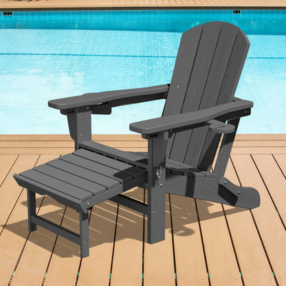 Adjustable Folding Adirondack Chair with Retractable Footrest