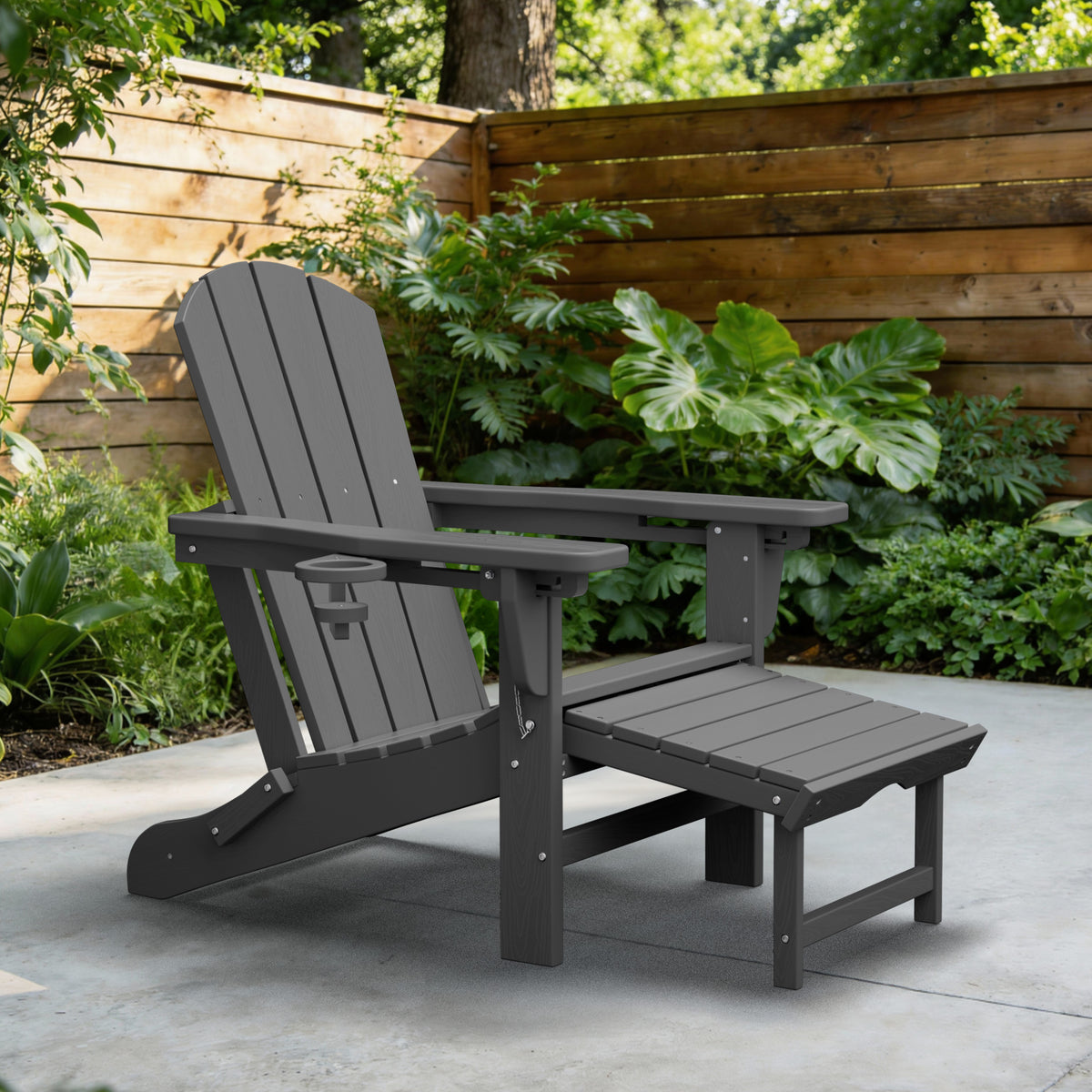 Adjustable Folding Adirondack Chair with Retractable Footrest
