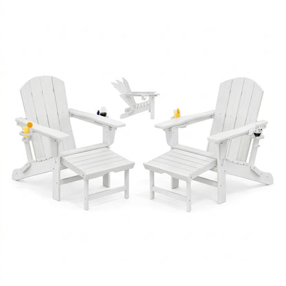 Adjustable Folding Adirondack Chairs Set of 2 with Retractable Footrests