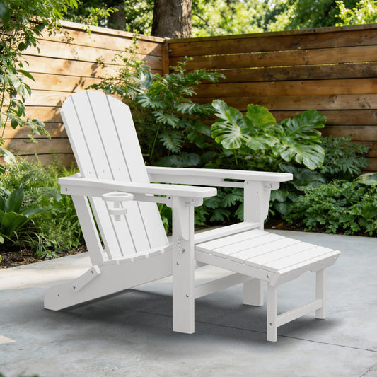Adjustable Folding Adirondack Chair with Retractable Footrest