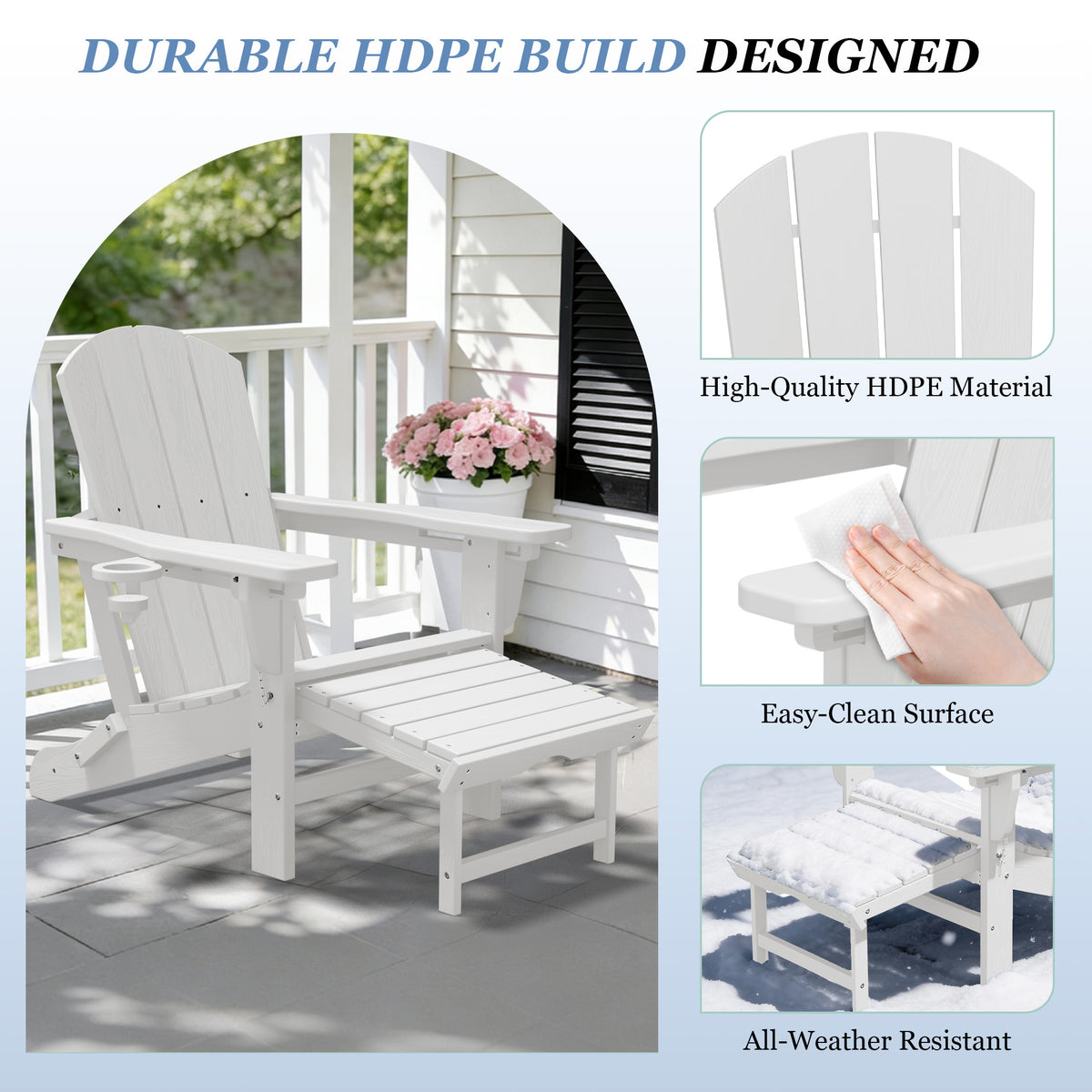 Adjustable Folding Adirondack Chair with Retractable Footrest