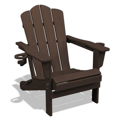 LIKEPAY Folding Adirondack Chair - Coffee Brown - Set of 1
