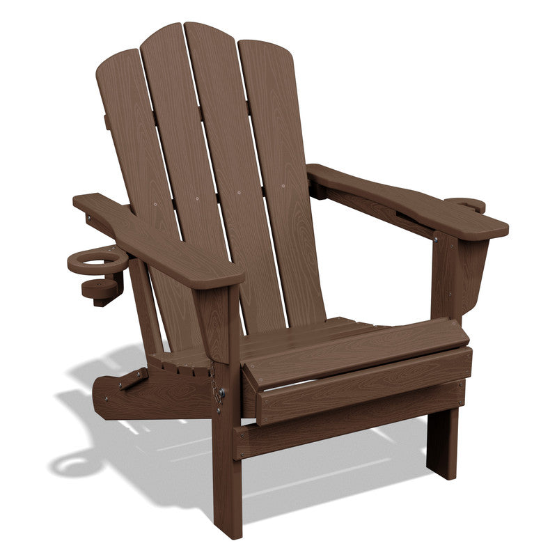 LIKEPAY Folding Adirondack Chair - Brown - Set of 1