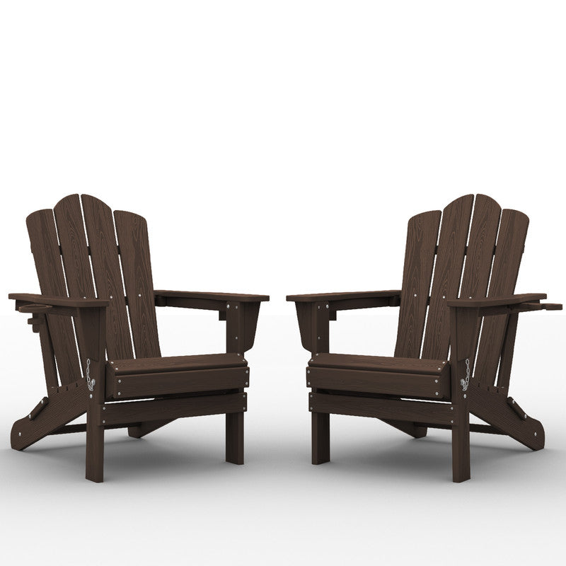 LIKEPAY Folding Adirondack Chair - Coffee Brown - Set of 2