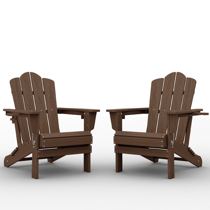 LIKEPAY Folding Adirondack Chair - Brown - Set of 2