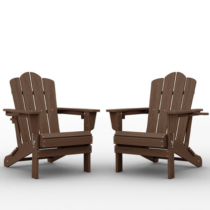 LIKEPAY Folding Adirondack Chair - Brown - Set of 2