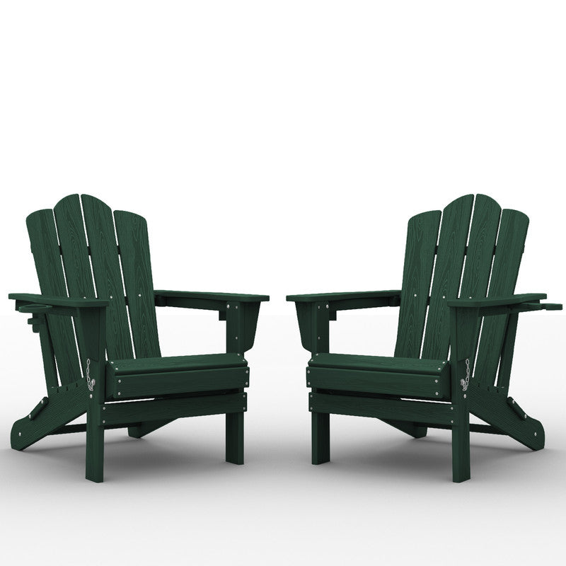 LIKEPAY Folding Adirondack Chair - Dark Green - Set of 2
