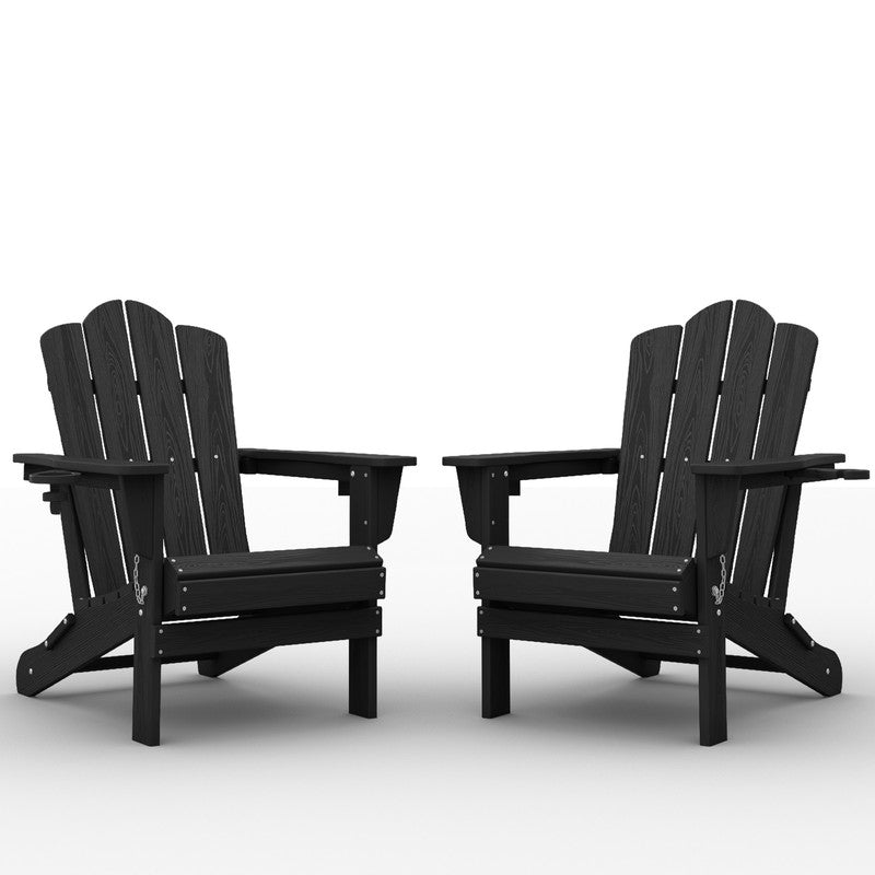 LIKEPAY Folding Adirondack Chair - Black - Set of 2