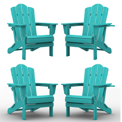 LIKEPAY Folding Adirondack Chair - Peacock Blue - Set of 4