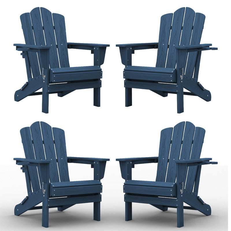 LIKEPAY Folding Adirondack Chair - Navy - Set of 4