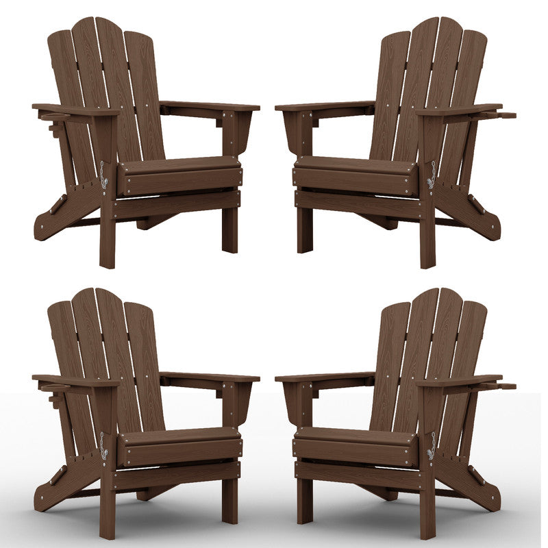 LIKEPAY Folding Adirondack Chair - Brown - Set of 4