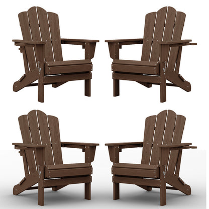 LIKEPAY Folding Adirondack Chair - Brown - Set of 4