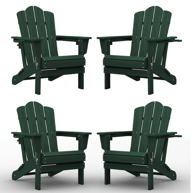 LIKEPAY Folding Adirondack Chair - Dark Green - Set of 4