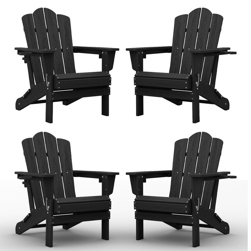 LIKEPAY Folding Adirondack Chair - Black - Set of 4