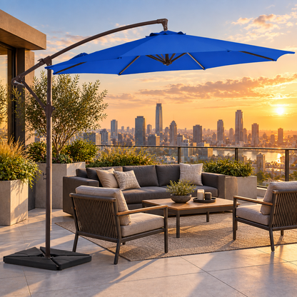 10 FT Cantilever Patio Umbrella with Fillable Weighted Base & Adjustable Tilt
