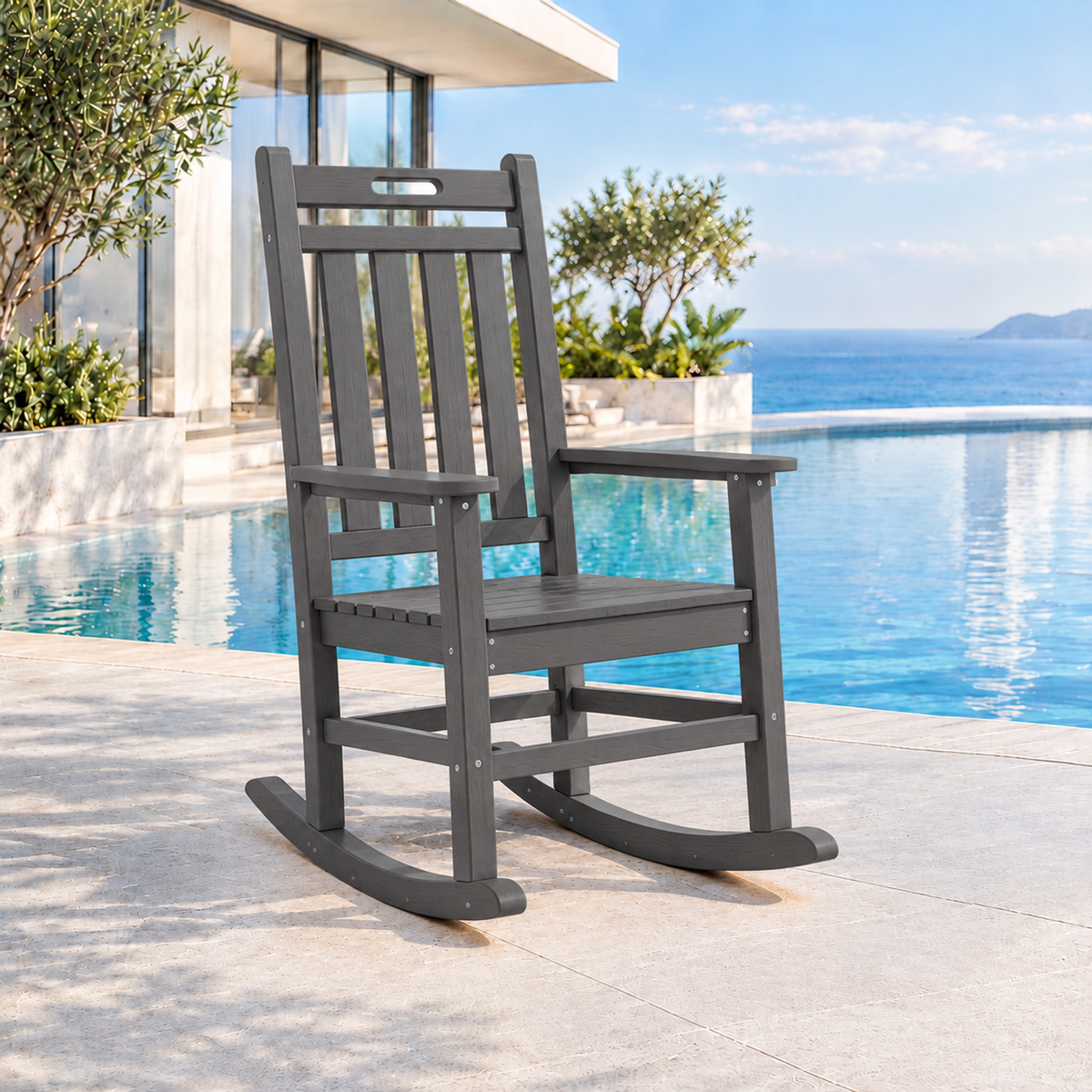 Oversized HDPE Outdoor Rocking Chair with High Back