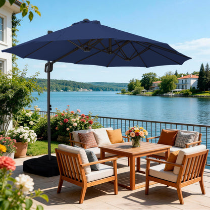9' x 15' Double-Sided Cantilever Patio Umbrella with Base