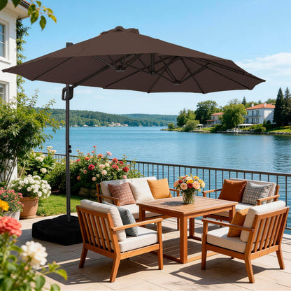 9' x 15' Double-Sided Cantilever Patio Umbrella with Base