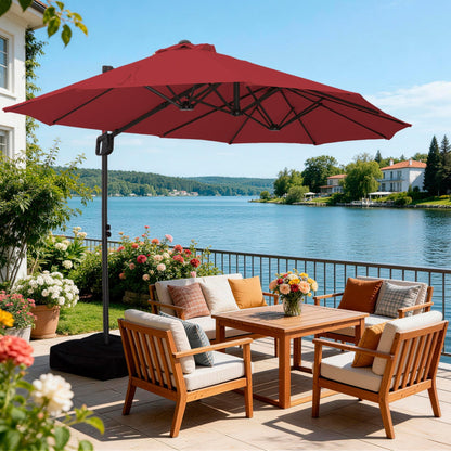 9' x 15' Double-Sided Cantilever Patio Umbrella with Base