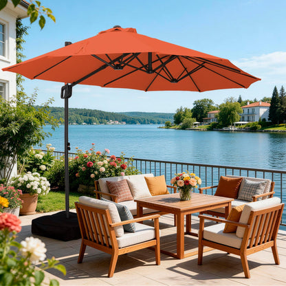 9' x 15' Double-Sided Cantilever Patio Umbrella with Base