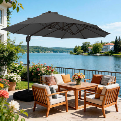 9' x 15' Double-Sided Cantilever Patio Umbrella with Base