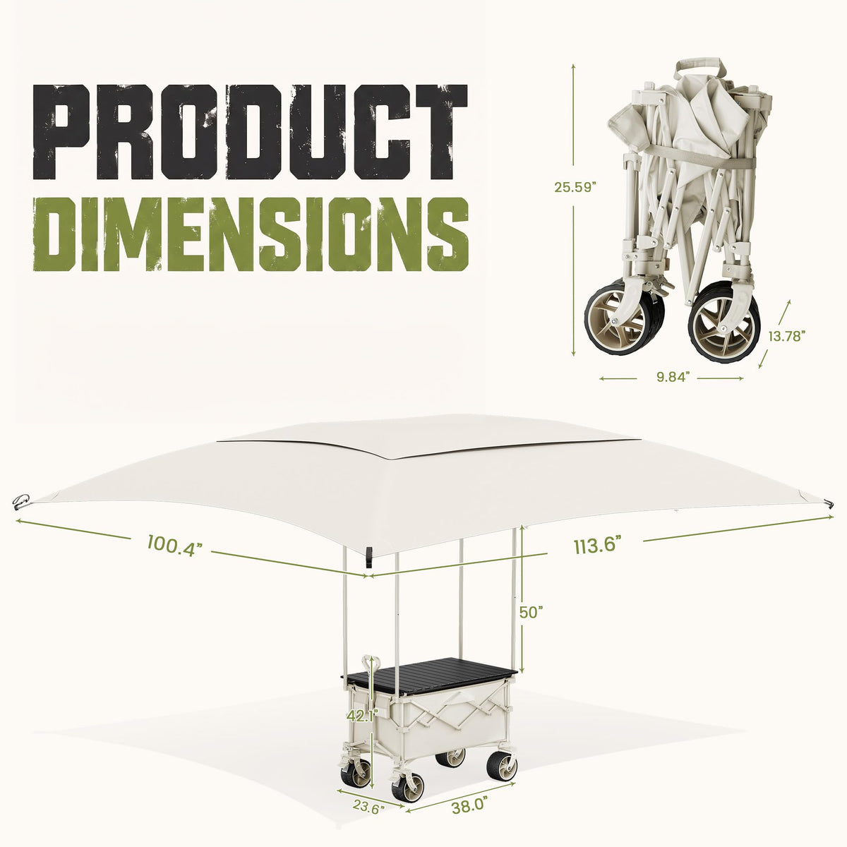 3-in-1 Collapsible Wagon with Canopy & Tabletop