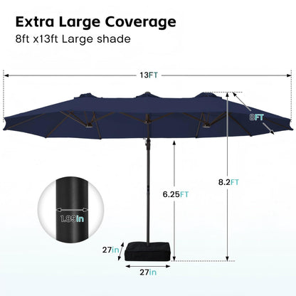 9' x 15' Double-Sided Cantilever Patio Umbrella with Base