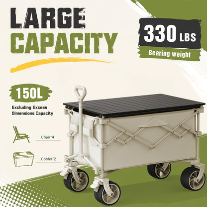 3-in-1 Collapsible Wagon with Canopy & Tabletop