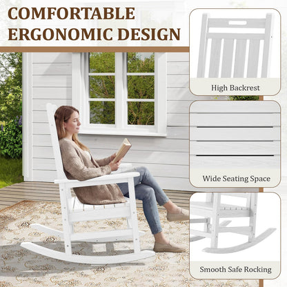 Oversized HDPE Outdoor Rocking Chair with High Back