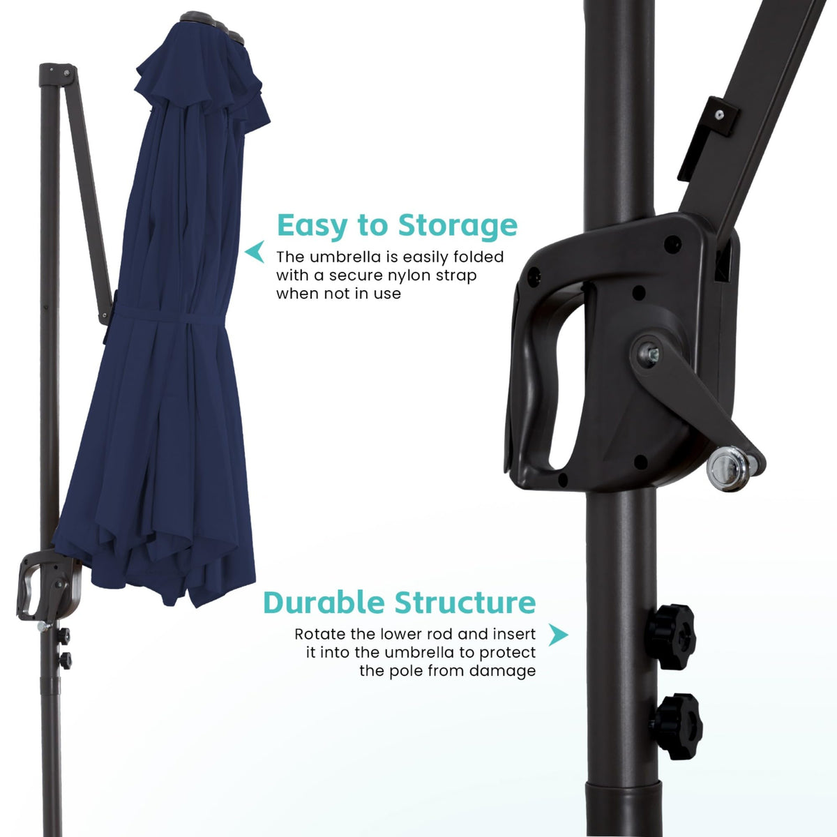 9' x 15' Double-Sided Cantilever Patio Umbrella with Base