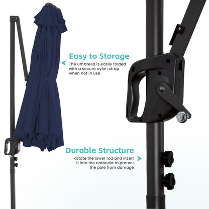 9' x 15' Double-Sided Cantilever Patio Umbrella with Base