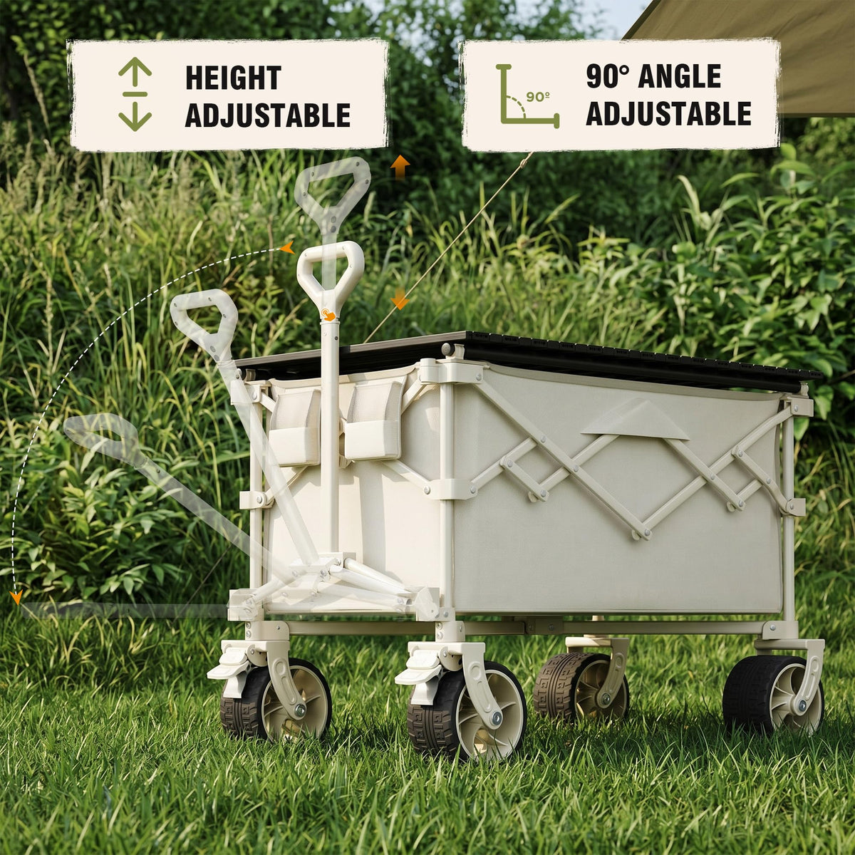 3-in-1 Collapsible Wagon with Canopy & Tabletop