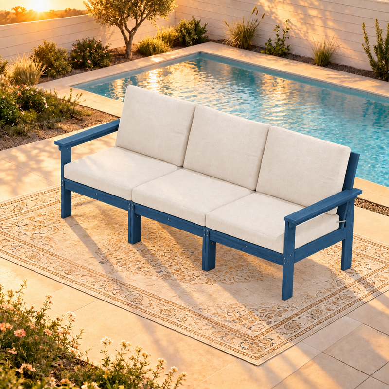 LIKEPAY 3-Seater Sofa - Navy/Khaki