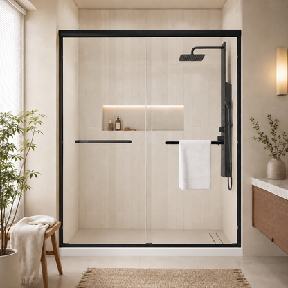 50–54" W × 72" H Double Sliding Shower Door with 1/4" (6mm) Tempered Glass