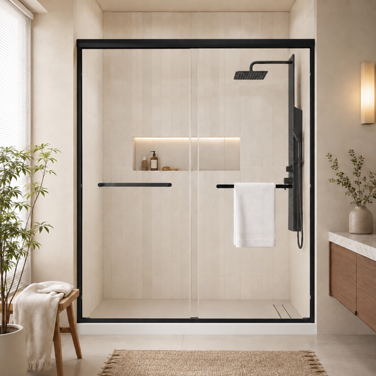 44–48" W × 72" H Double Sliding Shower Door with 1/4" (6mm) Tempered Glass